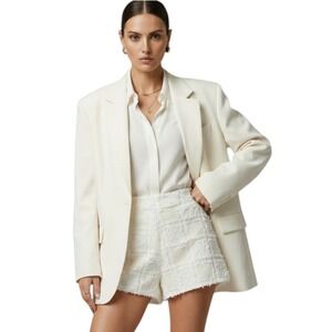 DANCE & MARVEL Sequin Textured High Waisted Shorts Small Coquette‎ White NWT
